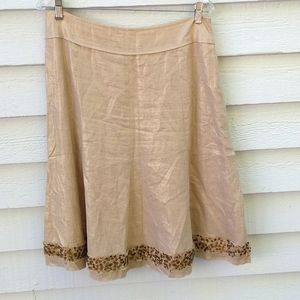 CYNTHIA STEFFE LINEN METALLIC SHIMER A LINE SKIRT